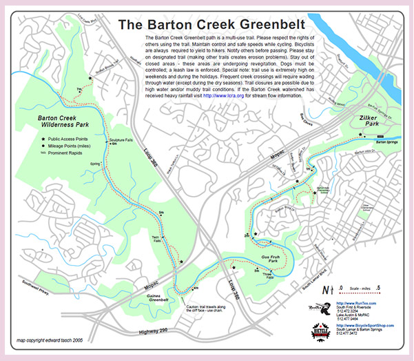 The Barton Creek Greenbelt map